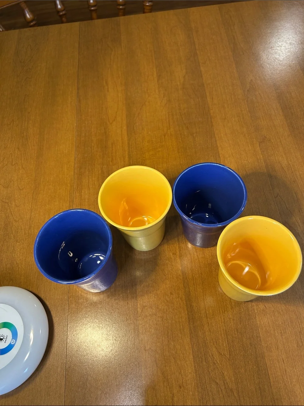 Four Fiesta Juice glasses Blue and Yellow